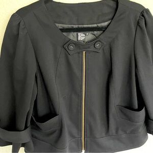 Sandro jacket M medium Full zipper Black 3/4 sleeve with Pockets